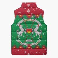 Christmas Burkina Faso Sleeveless Puffer Jacket Snowflake Horses and Coat of Arms - Wonder Print Shop