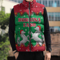 Christmas Burkina Faso Sleeveless Puffer Jacket Snowflake Horses and Coat of Arms - Wonder Print Shop
