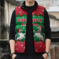 Christmas Burkina Faso Sleeveless Puffer Jacket Snowflake Horses and Coat of Arms - Wonder Print Shop