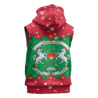 Christmas Burkina Faso Sleeveless Zip Hoodie Snowflake Horses and Coat of Arms - Wonder Print Shop