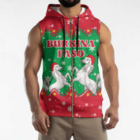 Christmas Burkina Faso Sleeveless Zip Hoodie Snowflake Horses and Coat of Arms - Wonder Print Shop