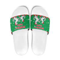 Christmas Burkina Faso Slide Sandals Snowflake Horses and Coat of Arms - Wonder Print Shop