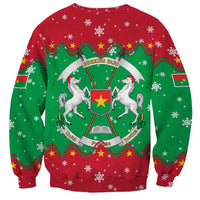 Christmas Burkina Faso Sweatshirt Snowflake Horses and Coat of Arms - Wonder Print Shop