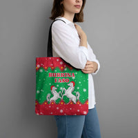 Christmas Burkina Faso Tote Bag Snowflake Horses and Coat of Arms - Wonder Print Shop