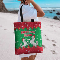 Christmas Burkina Faso Tote Bag Snowflake Horses and Coat of Arms - Wonder Print Shop