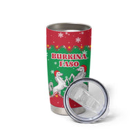 Christmas Burkina Faso Tumbler Cup Snowflake Horses and Coat of Arms - Wonder Print Shop
