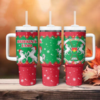 Christmas Burkina Faso Tumbler With Handle Snowflake Horses and Coat of Arms - Wonder Print Shop
