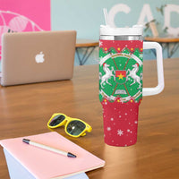 Christmas Burkina Faso Tumbler With Handle Snowflake Horses and Coat of Arms - Wonder Print Shop