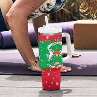 Christmas Burkina Faso Tumbler With Handle Snowflake Horses and Coat of Arms - Wonder Print Shop