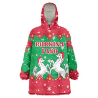 Christmas Burkina Faso Wearable Blanket Hoodie Snowflake Horses and Coat of Arms - Wonder Print Shop