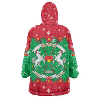 Christmas Burkina Faso Wearable Blanket Hoodie Snowflake Horses and Coat of Arms - Wonder Print Shop