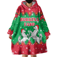 Christmas Burkina Faso Wearable Blanket Hoodie Snowflake Horses and Coat of Arms - Wonder Print Shop