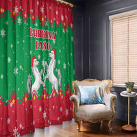 Christmas Burkina Faso Window Curtain Snowflake Horses and Coat of Arms - Wonder Print Shop