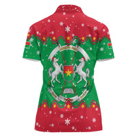 Christmas Burkina Faso Women Polo Shirt Snowflake Horses and Coat of Arms - Wonder Print Shop