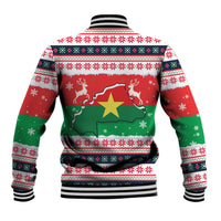 Christmas Burkina Faso Baseball Jacket Reindeer Star Design - Wonder Print Shop