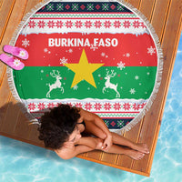 Christmas Burkina Faso Beach Blanket Reindeer Star Design - Wonder Print Shop