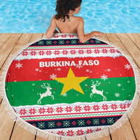 Christmas Burkina Faso Beach Blanket Reindeer Star Design - Wonder Print Shop