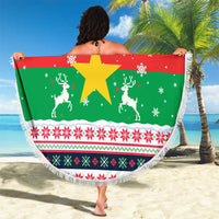 Christmas Burkina Faso Beach Blanket Reindeer Star Design - Wonder Print Shop