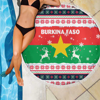 Christmas Burkina Faso Beach Blanket Reindeer Star Design - Wonder Print Shop