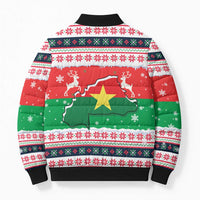 Christmas Burkina Faso Bomber Puffer Jacket Reindeer Star Design - Wonder Print Shop