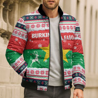 Christmas Burkina Faso Bomber Puffer Jacket Reindeer Star Design - Wonder Print Shop