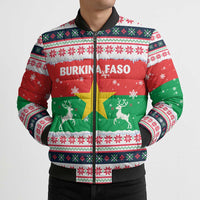 Christmas Burkina Faso Bomber Puffer Jacket Reindeer Star Design - Wonder Print Shop