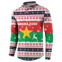 Christmas Burkina Faso Button Sweatshirt Reindeer Star Design - Wonder Print Shop