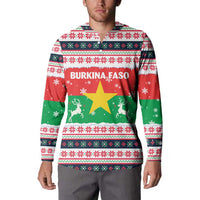 Christmas Burkina Faso Button Sweatshirt Reindeer Star Design - Wonder Print Shop