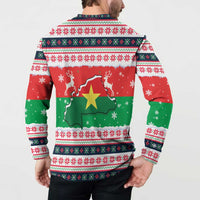 Christmas Burkina Faso Button Sweatshirt Reindeer Star Design - Wonder Print Shop