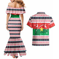 Christmas Burkina Faso Couples Matching Mermaid Dress and Hawaiian Shirt Reindeer Star Design - Wonder Print Shop