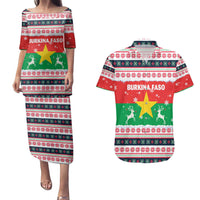 Christmas Burkina Faso Couples Matching Puletasi and Hawaiian Shirt Reindeer Star Design - Wonder Print Shop