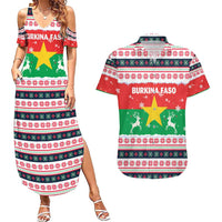 Christmas Burkina Faso Couples Matching Summer Maxi Dress and Hawaiian Shirt Reindeer Star Design - Wonder Print Shop