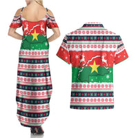 Christmas Burkina Faso Couples Matching Summer Maxi Dress and Hawaiian Shirt Reindeer Star Design - Wonder Print Shop