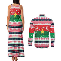 Christmas Burkina Faso Couples Matching Tank Maxi Dress and Long Sleeve Button Shirt Reindeer Star Design - Wonder Print Shop