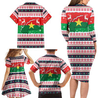Christmas Burkina Faso Family Matching Long Sleeve Bodycon Dress and Hawaiian Shirt Reindeer Star Design - Wonder Print Shop