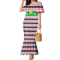 Christmas Burkina Faso Family Matching Mermaid Dress and Hawaiian Shirt Reindeer Star Design - Wonder Print Shop
