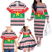 Christmas Burkina Faso Family Matching Off The Shoulder Long Sleeve Dress and Hawaiian Shirt Reindeer Star Design - Wonder Print Shop