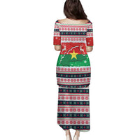 Christmas Burkina Faso Family Matching Puletasi and Hawaiian Shirt Reindeer Star Design - Wonder Print Shop