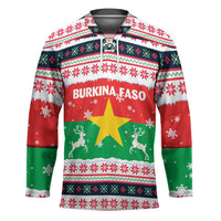 Christmas Burkina Faso Hockey Jersey Reindeer Star Design - Wonder Print Shop