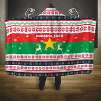 Christmas Burkina Faso Hooded Blanket Reindeer Star Design - Wonder Print Shop