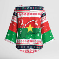 Christmas Burkina Faso Kimono Sleeve Blouse Reindeer Star Design - Wonder Print Shop