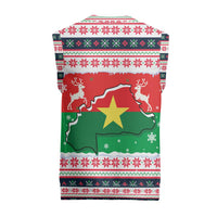 Christmas Burkina Faso Christmas Knitted V-Neck Vest Reindeer Star Design - Wonder Print Shop
