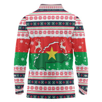 Christmas Burkina Faso Long Sleeve Polo Shirt Reindeer Star Design - Wonder Print Shop