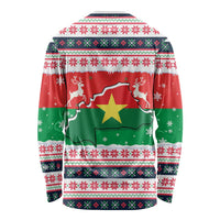 Christmas Burkina Faso Long Sleeve Shirt Reindeer Star Design - Wonder Print Shop