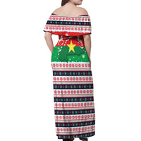 Christmas Burkina Faso Off Shoulder Maxi Dress Reindeer Star Design - Wonder Print Shop