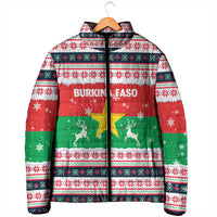 Christmas Burkina Faso Padded Jacket Reindeer Star Design - Wonder Print Shop