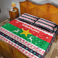 Christmas Burkina Faso Quilt Bed Set Reindeer Star Design - Wonder Print Shop
