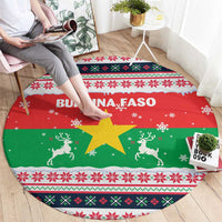 Christmas Burkina Faso Round Carpet Reindeer Star Design - Wonder Print Shop