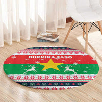 Christmas Burkina Faso Round Carpet Reindeer Star Design - Wonder Print Shop