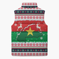 Christmas Burkina Faso Sleeveless Puffer Jacket Reindeer Star Design - Wonder Print Shop